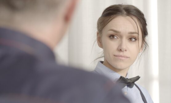 an interested woman listening to a business mentor